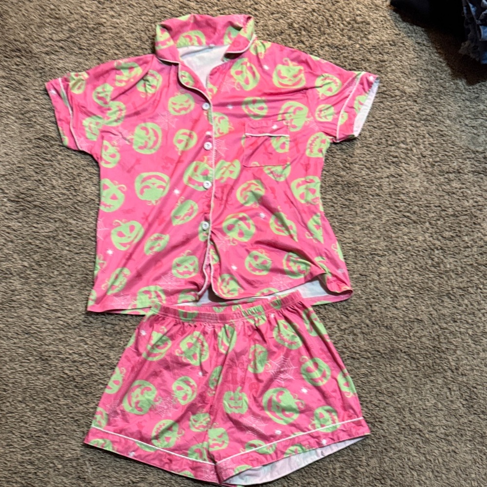 Vibrant Pink and Green Women's Pajama Set